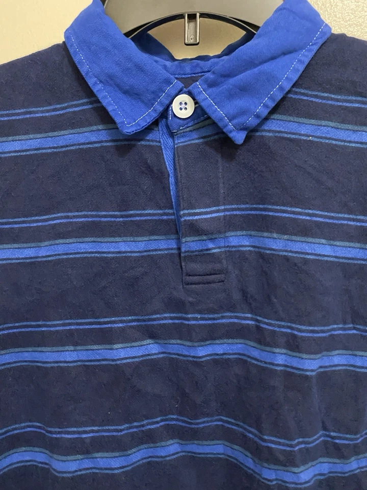 Рубашка Talbots детская толстая хлопковая с длинным рукавом укороченная с длинным рукавом 16 синих полосок - Изображение 2 из 4