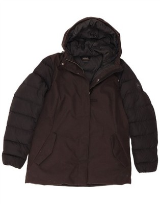 Jack Wolfskin Womens Hooded Padded Jacket UK 12 Medium Black Colourblock DS20