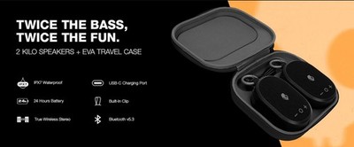 Skullcandy Kilo Wireless Bluetooth Speaker 2 Pack with Case Bundle Black 4326000