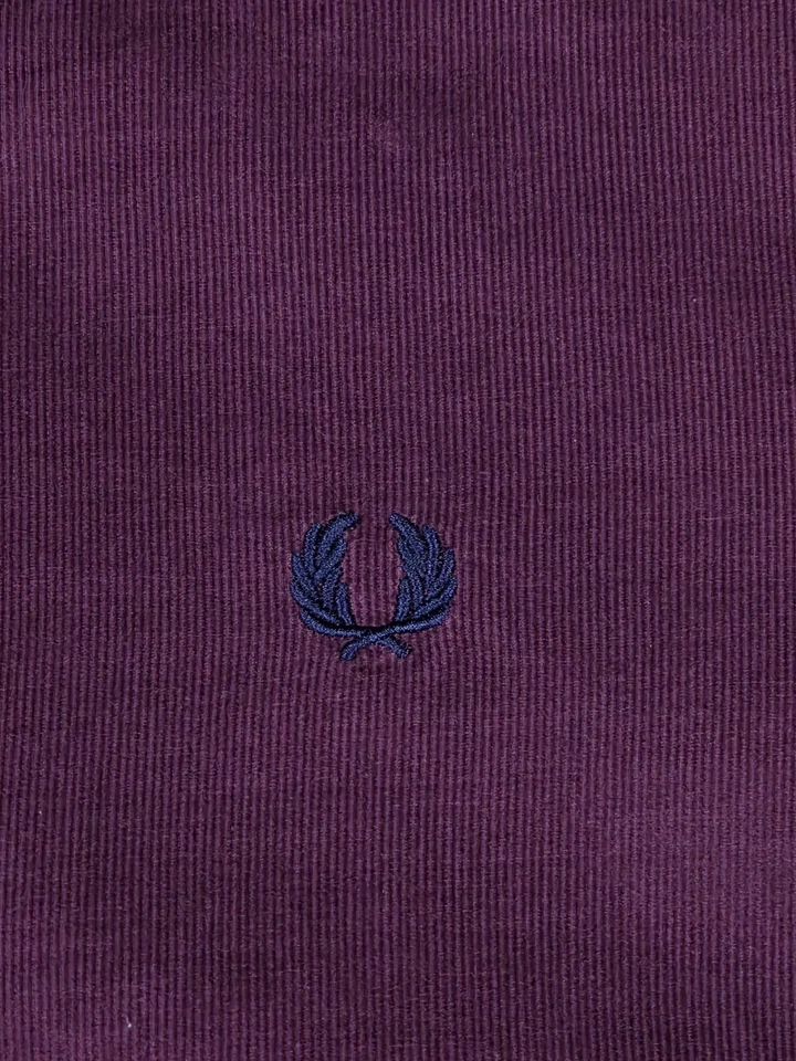 Fred Perry Button Up Shirt Velvet Luxury Long Sleeve Men's Classic Size L - Image 3 of 4