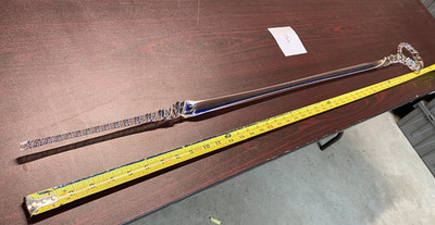 glass walking stick cane with red white blue swirls 46'' long pre-owned