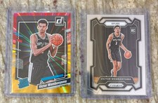 2023 Donruss Rated Rookie Victor Wembanyama Red Gold Laser Holo RC & Prizm Base