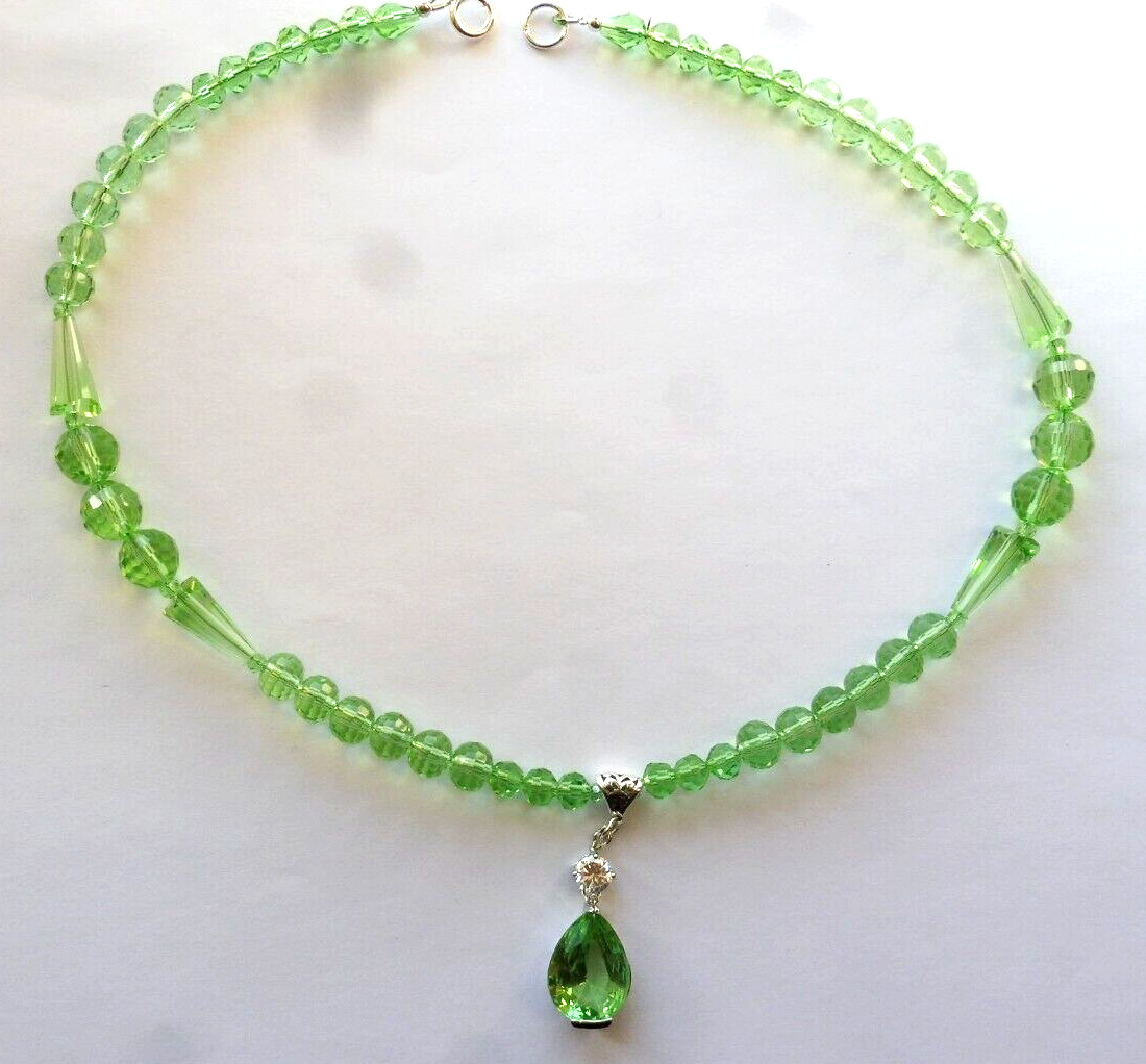 Collier de perles tsavorite authentique 46cm et fermoir argent massif