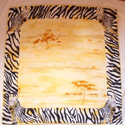 Hand-made ESCADA Italian square woman's Foulard, pure silk