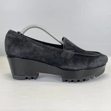 Robert Clergerie Volare Shoes Womens Size 8.5 B Black Suede Platform Loafers