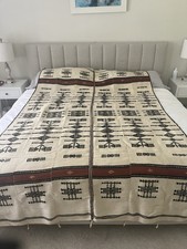 NIGERIAN WOOLEN THROW BLANKET VINTAGE 80s HAN...