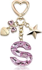Initial Letter Butterfly Celestial Bag Charm Keychain for Purse Handbag