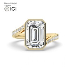 Emerald Diamond Engagement Ring 14k Yellow Gold Labgrown 3.30 Ct Solitaire