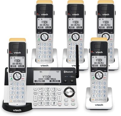 VTech IS8151-5 Super Long Range 5 Handset DECT 6.0 5 Handsets, Silver/Black 