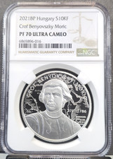 2021 HUNGARY SILVER 10000 FORINT CROF BENYOVSZKY MORIC NGC PF 70 ULTRA CAMEO GEM