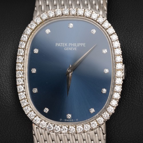 Patek Philippe Watch Golden Ellipse 18K White Gold Blue Diamon...