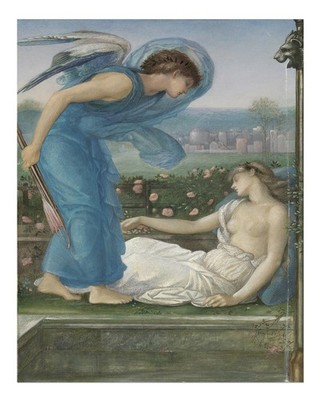 Romantischer Engel und Muse Wandkunst Romantische Gartenszene Wandkuns