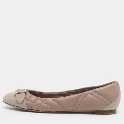 Burberry Ballerinas Größe 38 taupe gesteppt Leder Schnallendetail