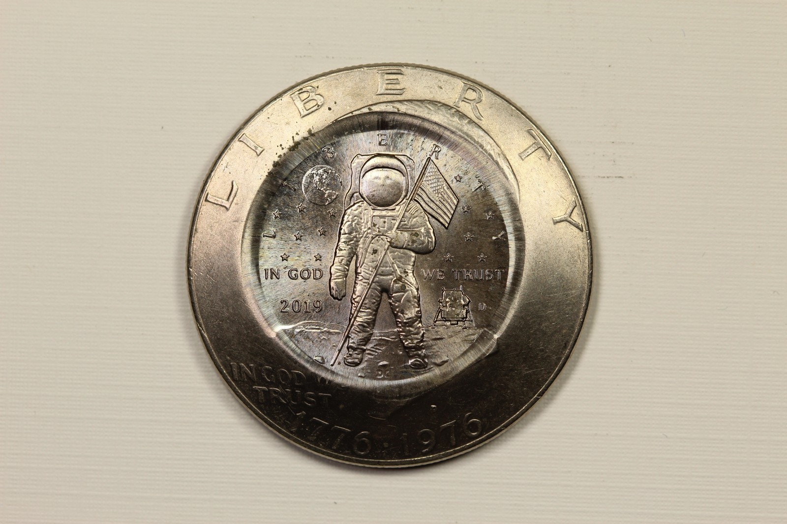 1976 Eisenhower Dollar Overstrike Dan Carr Moonlight Mint