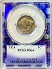 1924 Buffalo Nickel - PCGS MS64 - TrueView Bee Label Holder - True Gem BU!