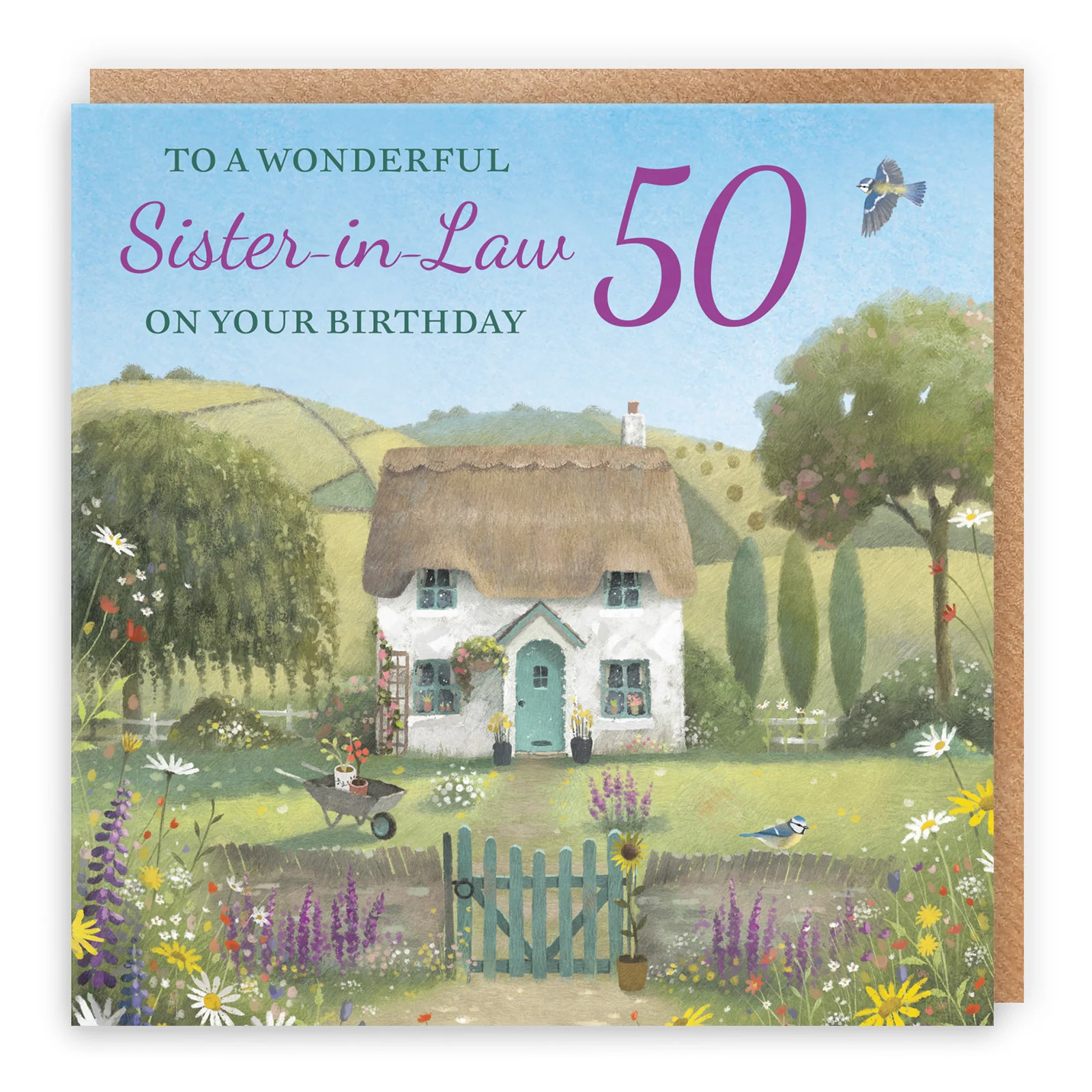 50th Sister-in-Law Birthday Card Thatched Cottage Milo's Gallery