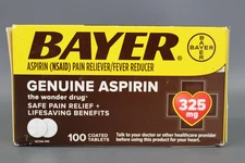 Genuine Bayer Aspirin Pain Reliever / Fever Reducer 325mg Coated 100 Count