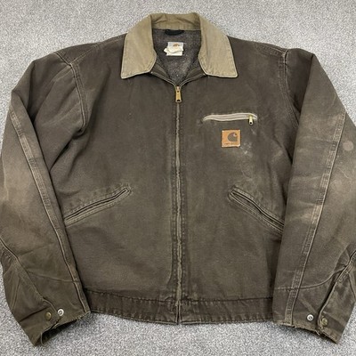 Carhartt J97 TMB Vintage Detroit Jacket Timber Mens XL USA Workwear Honeycombed