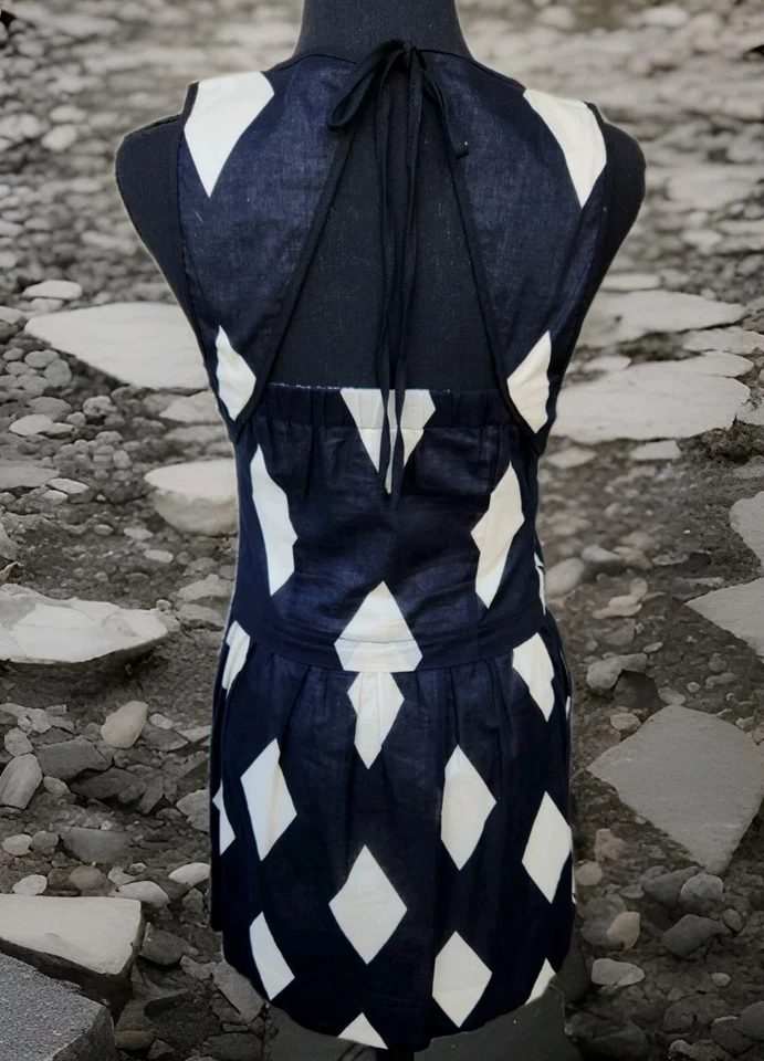 MINIVESTIDO ANTHROPOGIE LEIFSDOTTIR ARLEQUÍN DIAMANTE BLANCO Y NEGRO TALLA 2 Foto 3 de 4