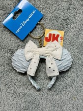 NUEVO Tokyo Disney Resort Orejas de Minnie Mouse Llavero Azul Encaje Lazo Dije Diadema