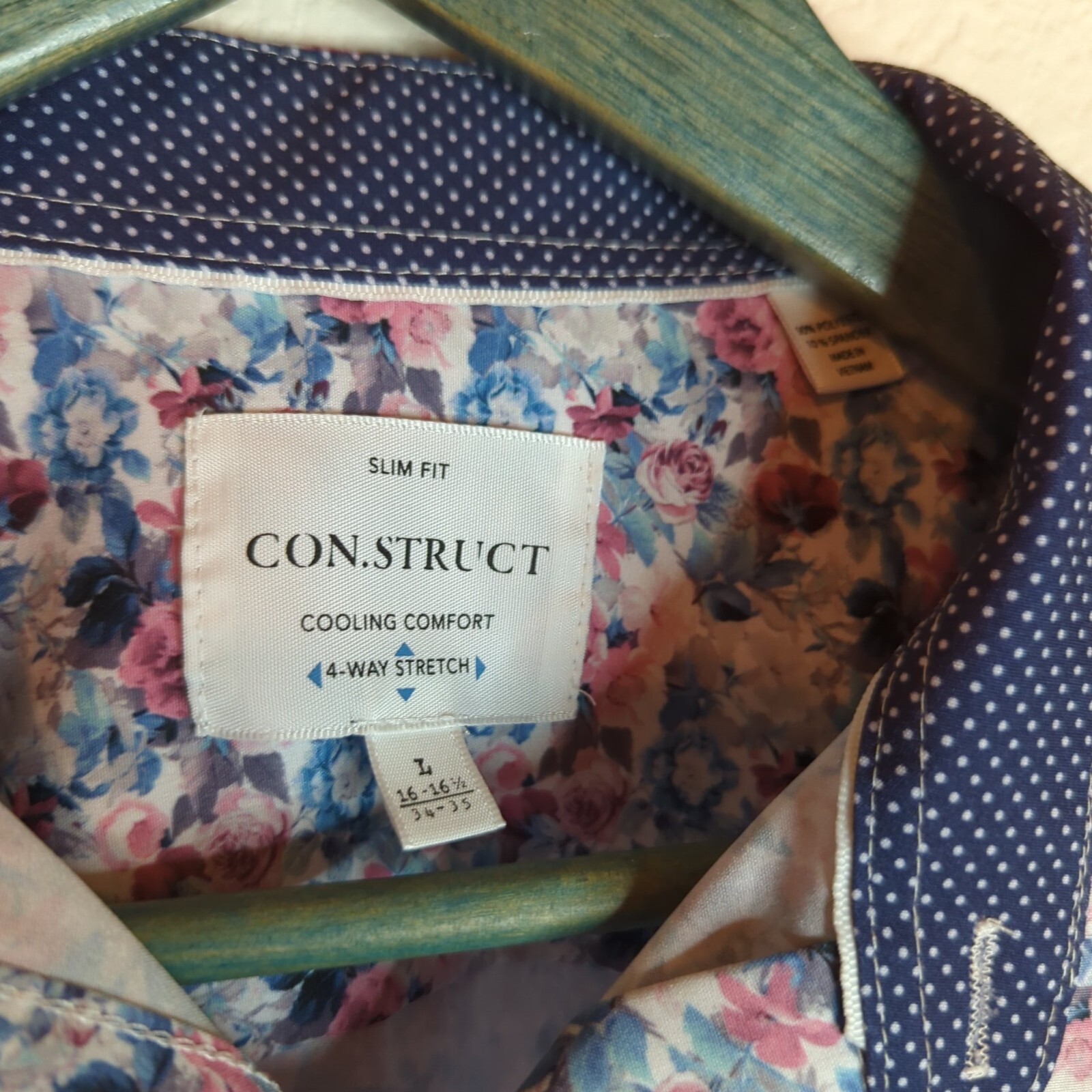 Construct Shirt Mens Large Rose Pattern Slim Fit … - image 2