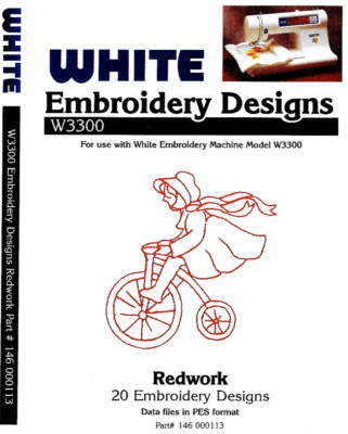 REDWORK #113 Embroidery Card -  White, Brother, Ber. Deco, Baby Lock, Sim TESTED