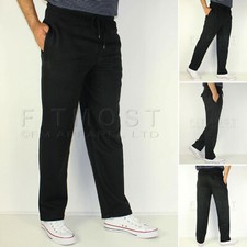 Mens Fleece Open Hem Bottoms Track Pants Casual Joggers Jogging Trousers S-5XL 