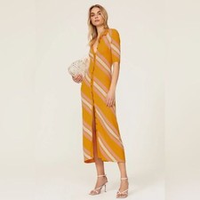 Derek Lam 10 Crosby Aurelia Cutout Back Knit Dress XS Designer Button Up Midi