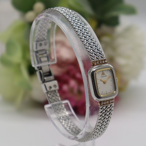 【Seiko】New battery Seiko Credor 1E70-5130 Quartz 10P Diamond 18KT+SS Square - Picture 4 of 8