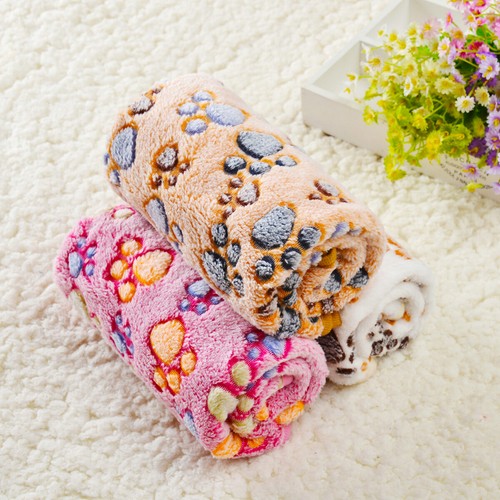 Fleece Paw Pet Prints Blanket Dog Cat Puppy Soft Warm Bed Mattress Cushion Mat - Picture 2 of 14