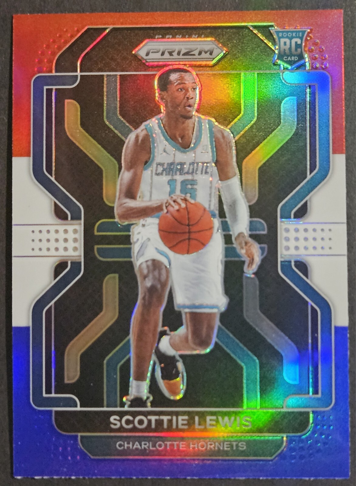 2021-22 Panini Prizm Red White Blue Prizm #287 Scottie Lewis Rookie RC Hornets