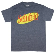 Seinfeld Shirt TV Show Distressed Logo Officially Licenced Tee Navy Mens M-XXL