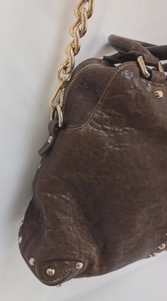 MICHAEL KORS Mujer Uptown Astor Cuero Tachonado Bolso Bandolera de Mano Cartera Marrón Foto 4 de 4