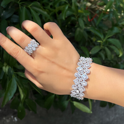 Elegant Silver Bracelet and Ring Set Elegant Gold And Silver Bracelet Ring Set Unisex Fashion  main image 4