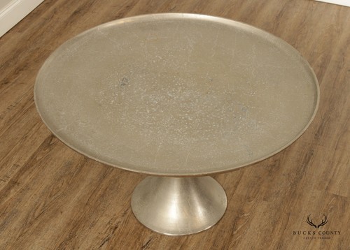 Vintage Modern Cast Aluminum Round 40 Inch Pedestal Cocktail Table - Picture 3 of 12