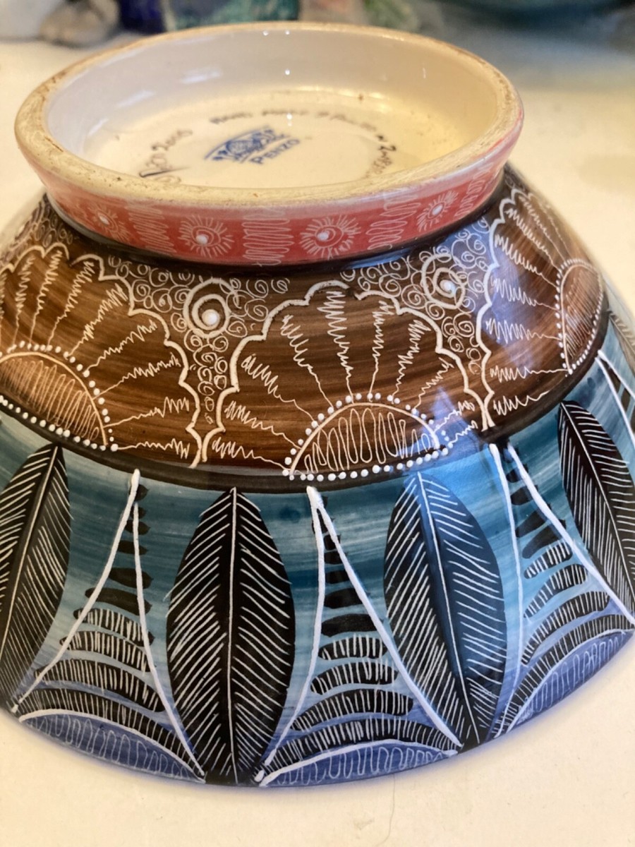 Penzo Zimbabwe Hand Painted Bowl Elephants, Giraffes, etc