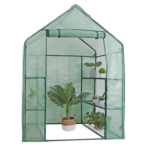 New Walk In Greenhouse PE Plastic Garden Grow Green House with 4 Shelves - Picture 4 of 7