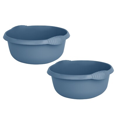 2 x 36cm Runde Waschschalen 10L Küchenbecken Spüle Wanne Camping Wohnwagen Marineblau