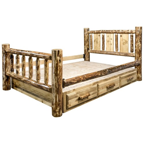 Unique Western Log STORAGE Bed with 