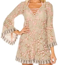 Luli Fama Lace Sleeve Bell Dress XS NWT