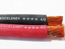 30' 4/0 EXCELENE WELDING BATTERY CABLE 15' BLACK 15' RED USA MADE  600V COPPER