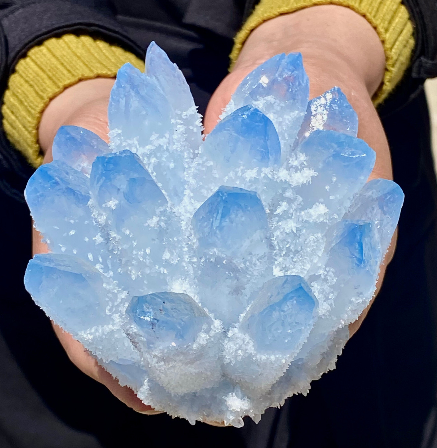 1.7LB Newly discovered blue Phantom Quartz Crystal Cluster mineral samples