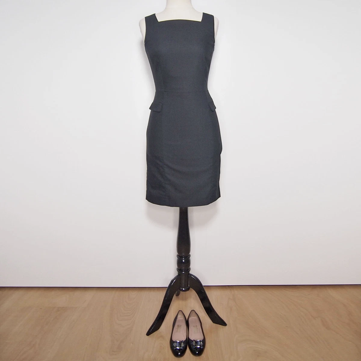 Intrend Max Mara Sheath Dress Black Cotton Blend Women Size IT 38