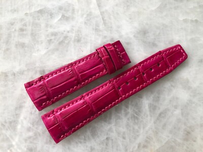 21mm/18mm Pink Alligator Crocodile Embossed Leather Watch Strap Band