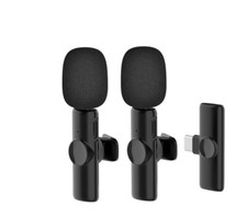 2 x Wireless Lavalier Microphones Mini Clip-on Lapel Mic for Audio Video Record