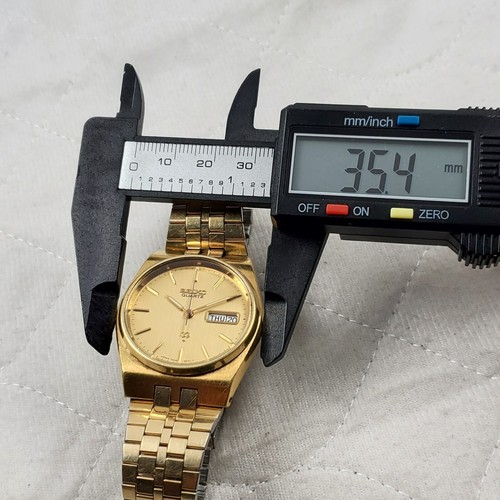 SELTENE VINTAGE SEIKO SQ 7546-8149 JAPAN QUARZ GOLDFARBENE HERREN UHR NEUE BATTERIE - Bild 10 von 11