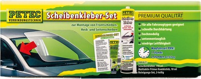 Petec Scheibenkleber Montage Klebemasse Auto Windschutzscheibe Primer Kleber Set