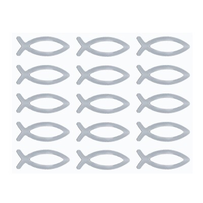 Fisch Sticker Silber glänzend 15 Stk Aufkleber Deko Taufe Kommunion Konfirmation
