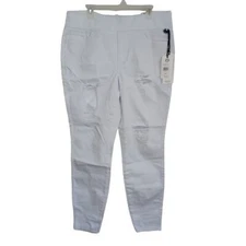 FTF Pants Womens  Plus Size 1 White Curvy Distressed Ankle Length Skinny Jeans