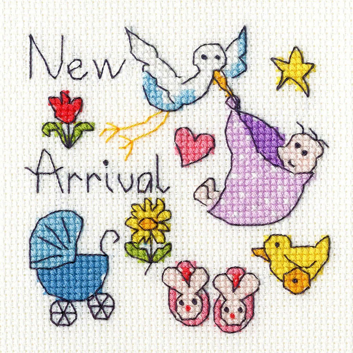Bothy Threads Cross Stitch Kit - Greetings Card - New Baby